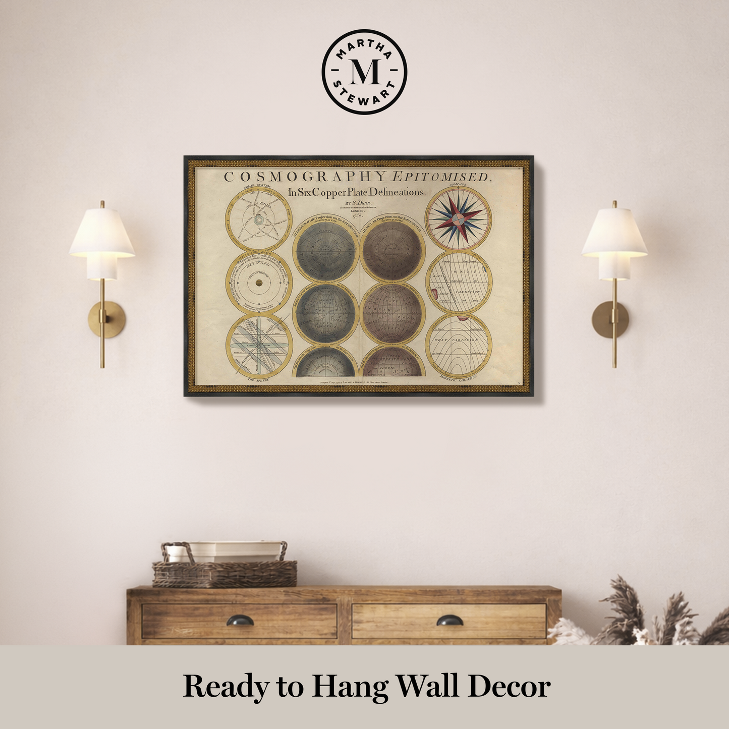 Martha Stewart Skylands | Cosmography Study | Framed Vintage Celestial Chart | New England Estate Wall Art