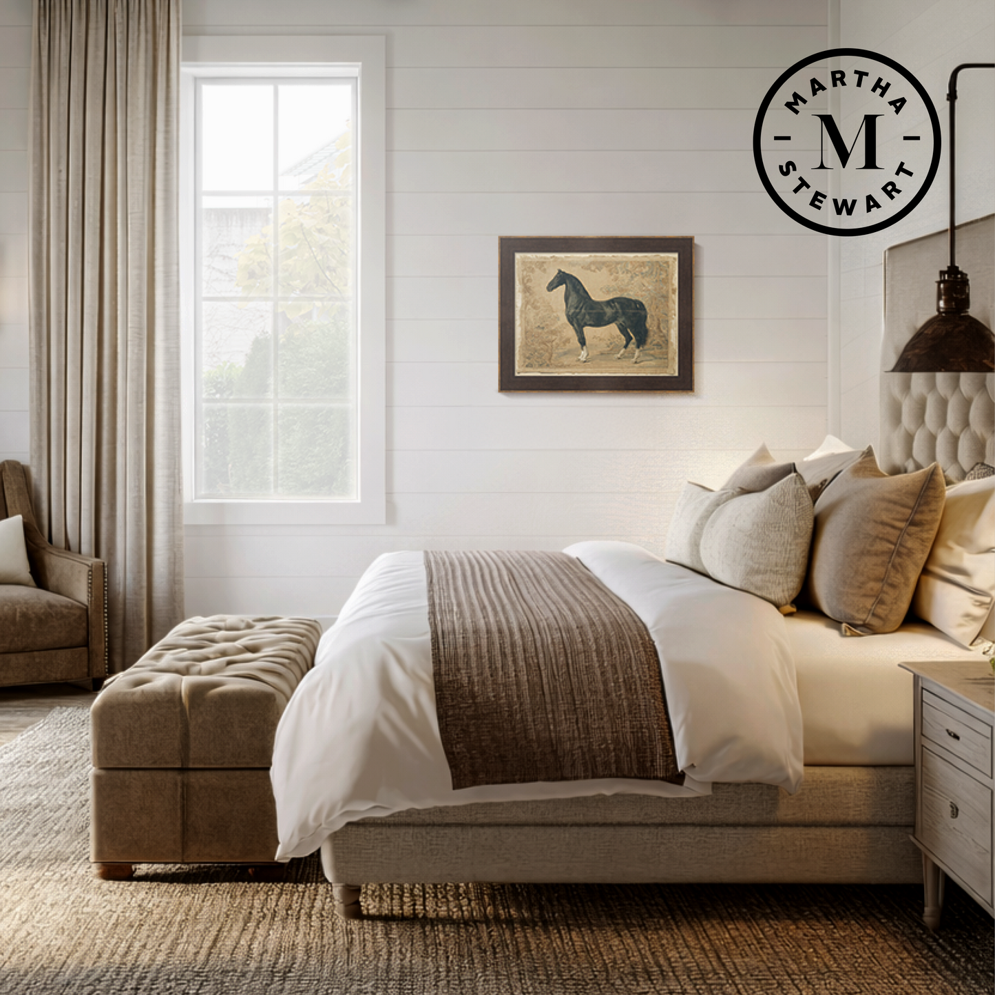 Martha Stewart Skylands | Equine Portrait Study | Framed Vintage Horse Illustration | Historic Estate Wall Art