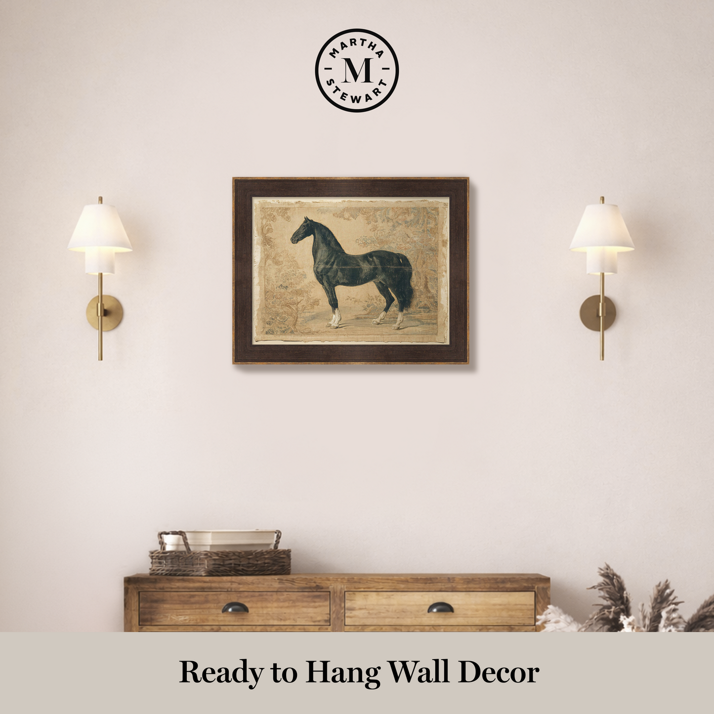 Martha Stewart Skylands | Equine Portrait Study | Framed Vintage Horse Illustration | Historic Estate Wall Art