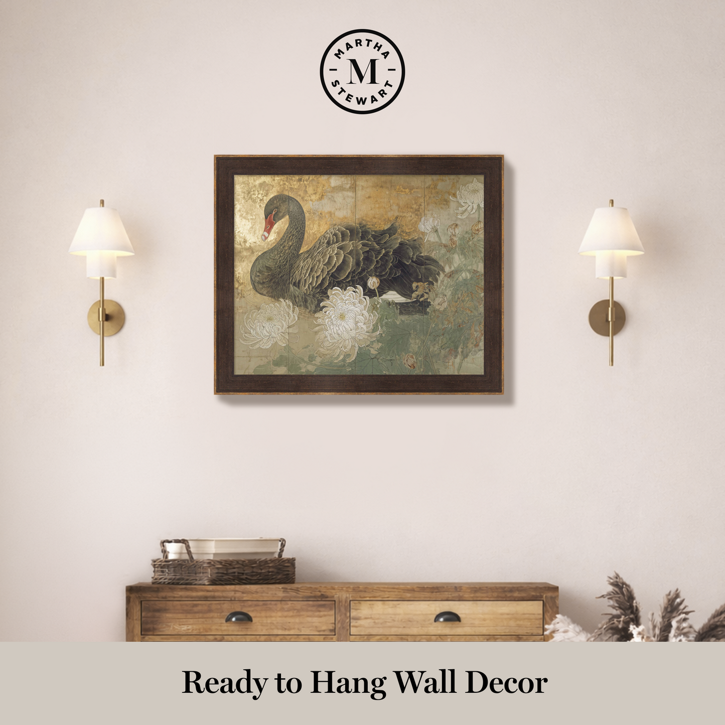 Martha Stewart Skylands | Waterfowl Study: Swan | Framed Vintage Swan Illustration | Historic Estate Wall Art