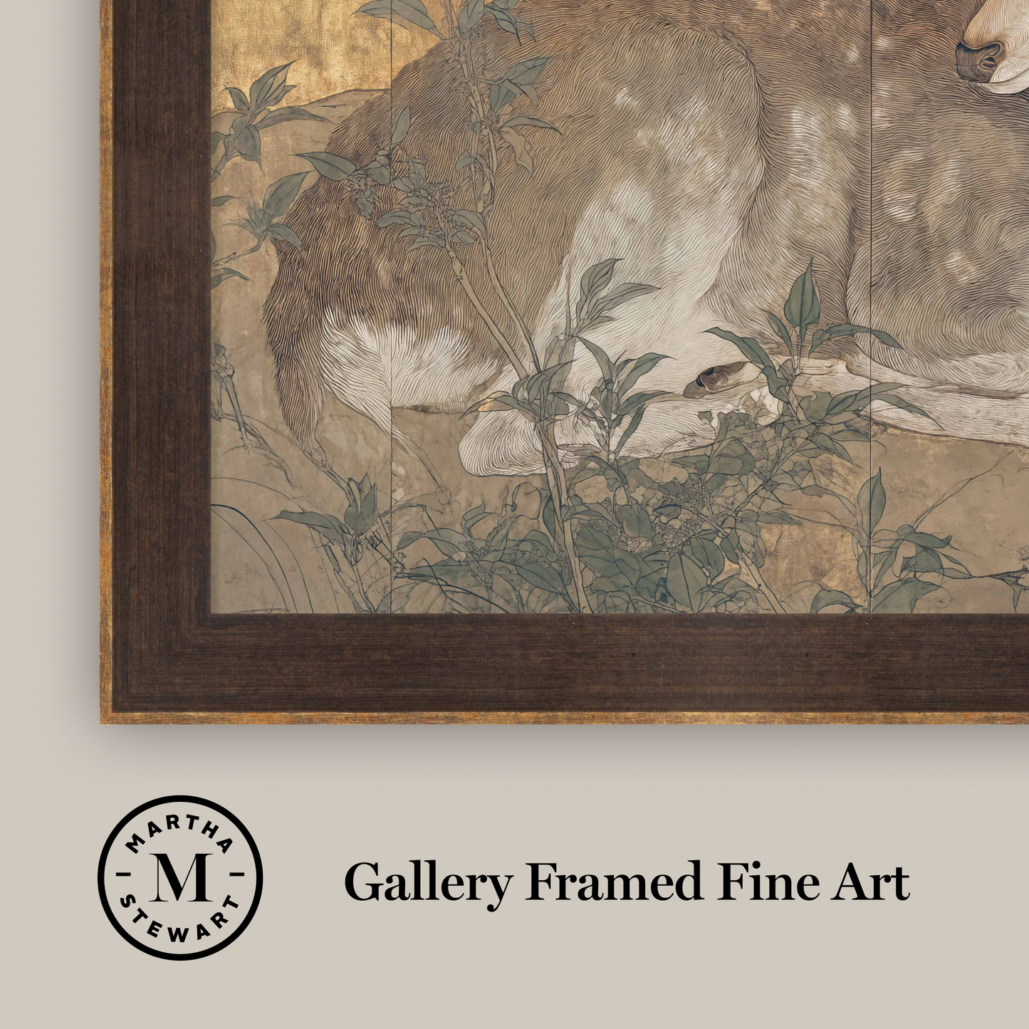 Martha Stewart Skylands | Wildlife Study: Resting Doe | Framed Vintage Deer Illustration | Estate Natural History Art