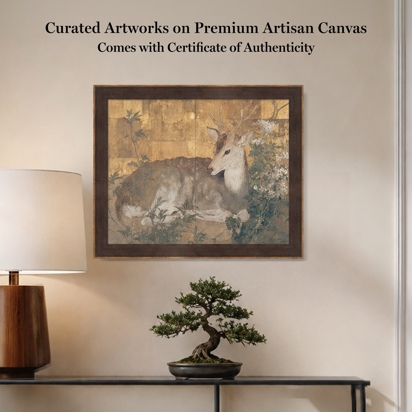 Martha Stewart Skylands | Wildlife Study: Resting Doe | Framed Vintage Deer Illustration | Estate Natural History Art