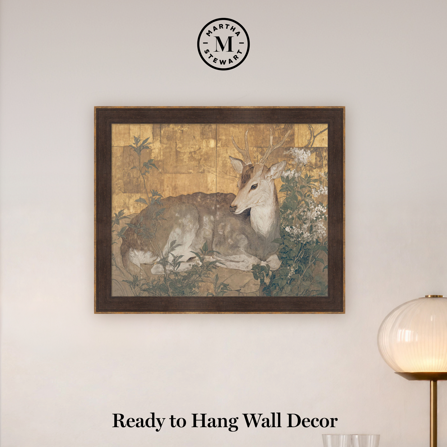 Martha Stewart Skylands | Wildlife Study: Resting Doe | Framed Vintage Deer Illustration | Estate Natural History Art
