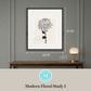 Martha Stewart Perry Street | Modern Floral Study I | Framed Black and White Contemporary Art