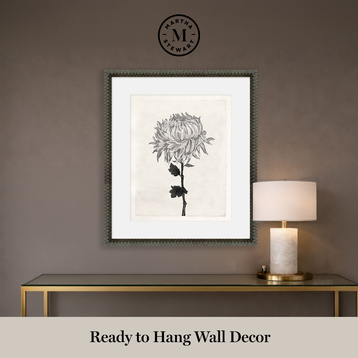 Martha Stewart Perry Street | Modern Floral Study I | Framed Black and White Contemporary Art