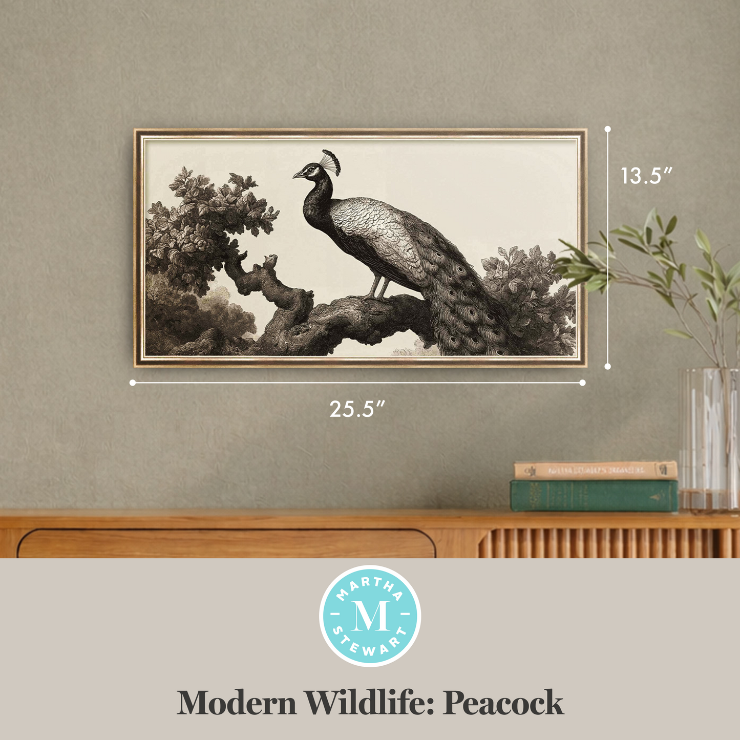 Martha Stewart Perry Street | Modern Wildlife: Peacock | Framed Contemporary Wall Art