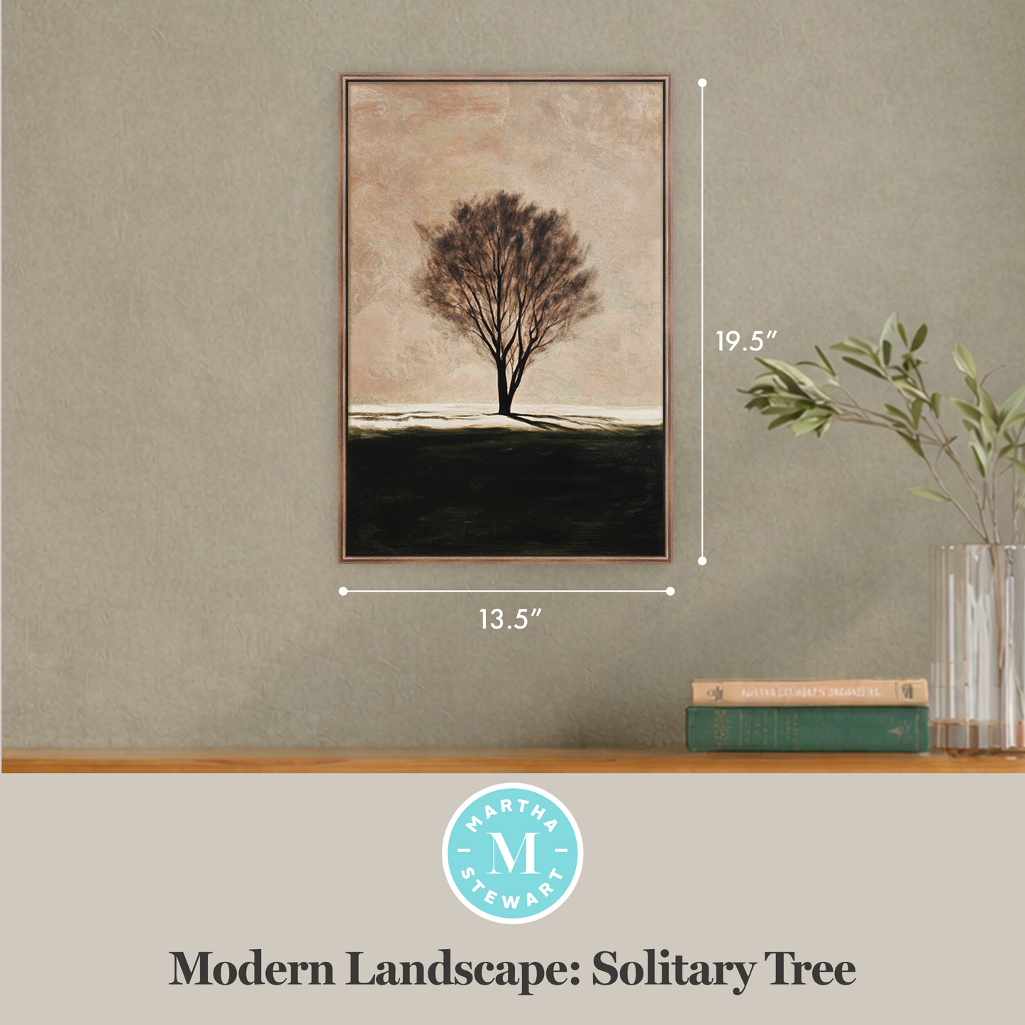 Martha Stewart Perry Street | Modern Landscape: Solitary Tree | Framed Contemporary Wall Art