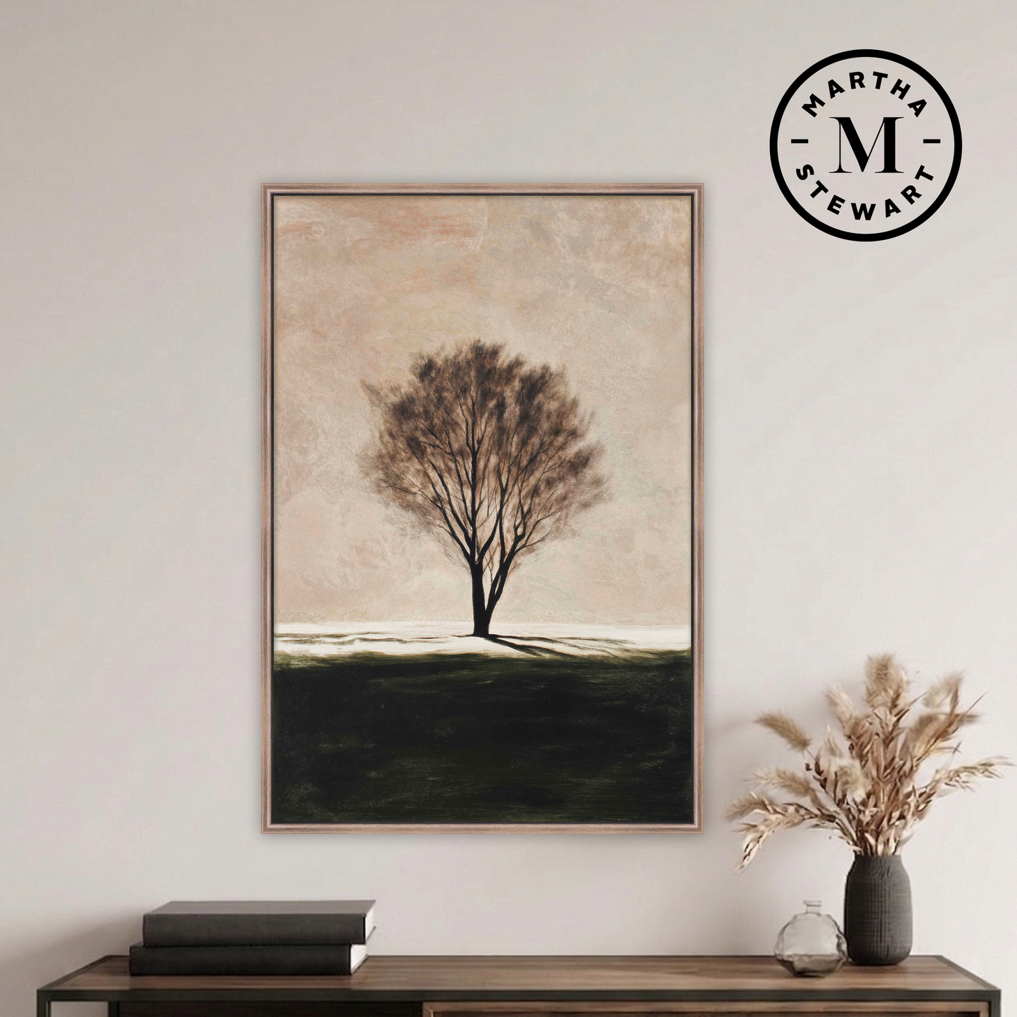 Martha Stewart Perry Street | Modern Landscape: Solitary Tree | Framed Contemporary Wall Art