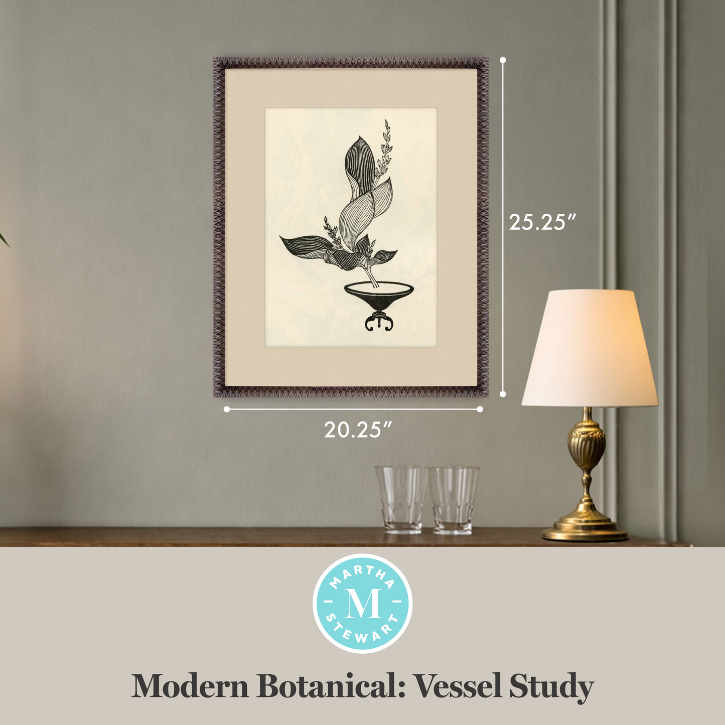 Martha Stewart Perry Street | Modern Botanical: Vessel Study I | Framed Contemporary Wall Art