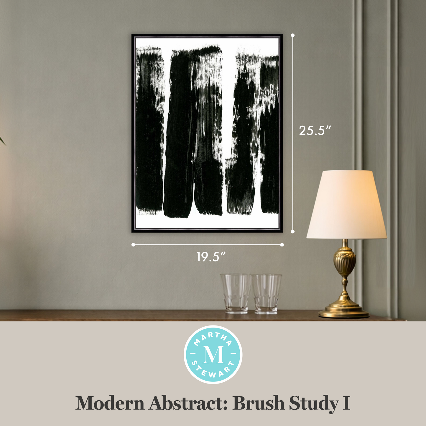 Martha Stewart Perry Street | Modern Abstract: Brush Study I | Framed Contemporary Black and White Art