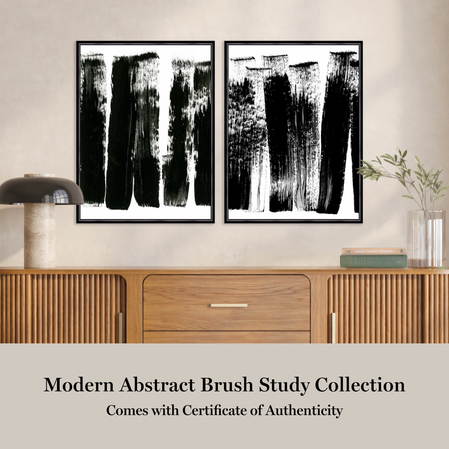 Martha Stewart Perry Street | Modern Abstract: Brush Study I | Framed Contemporary Black and White Art