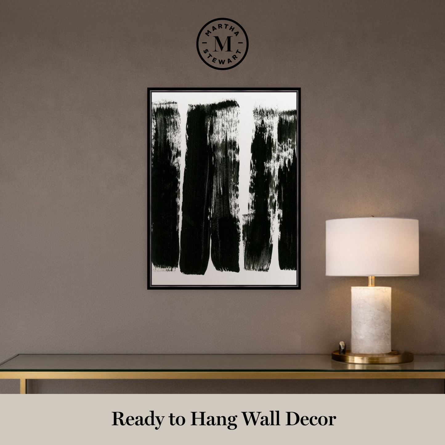 Martha Stewart Perry Street | Modern Abstract: Brush Study I | Framed Contemporary Black and White Art