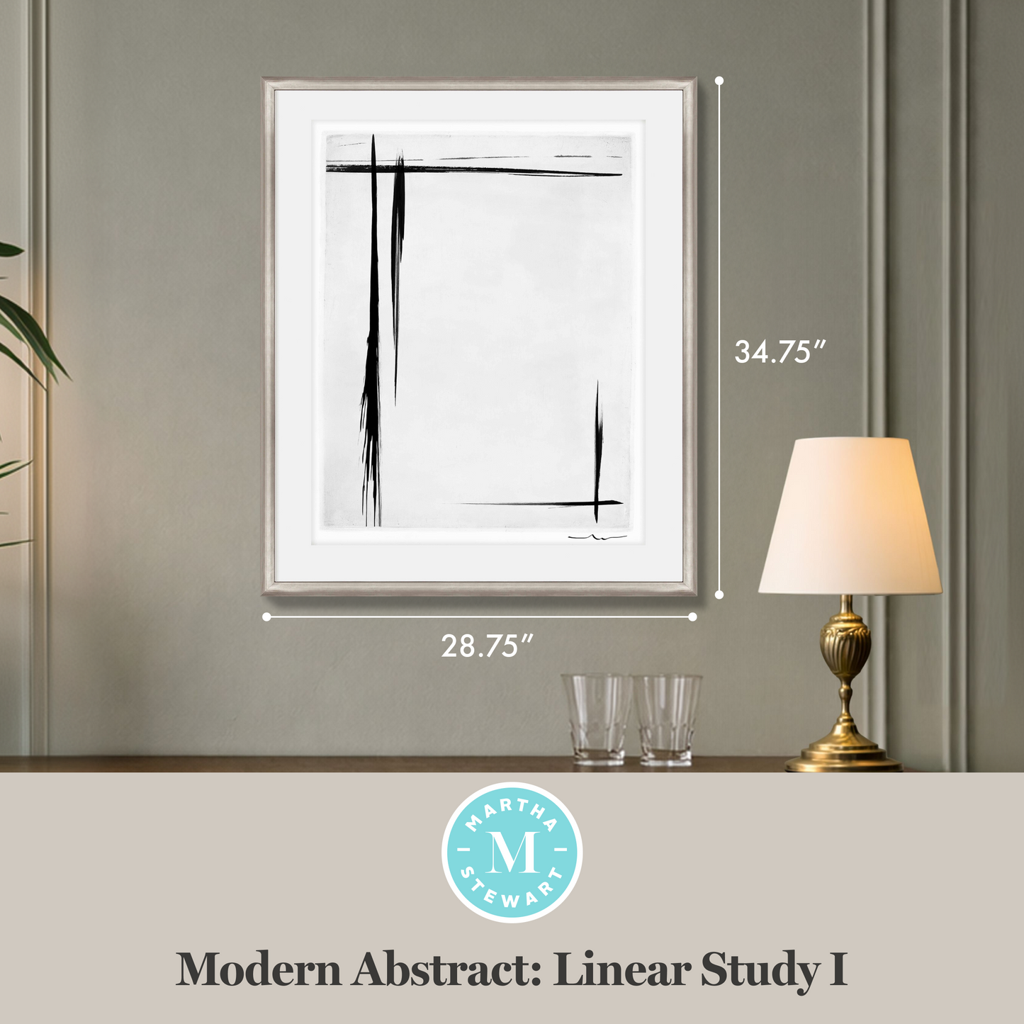 Martha Stewart Perry Street | Modern Abstract: Linear Study I | Framed Minimalist Wall Art