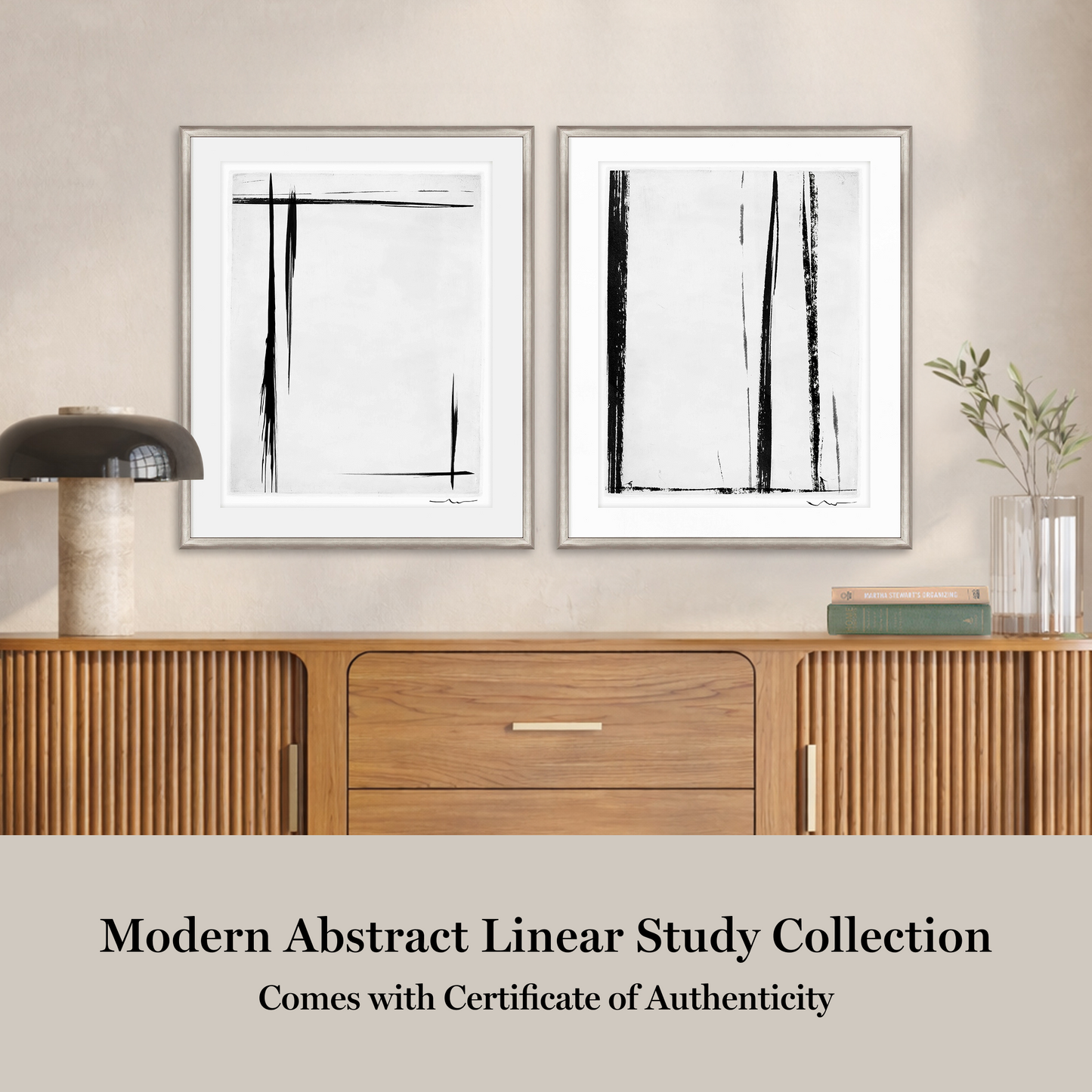 Martha Stewart Perry Street | Modern Abstract: Linear Study II | Framed Contemporary Minimalist Art