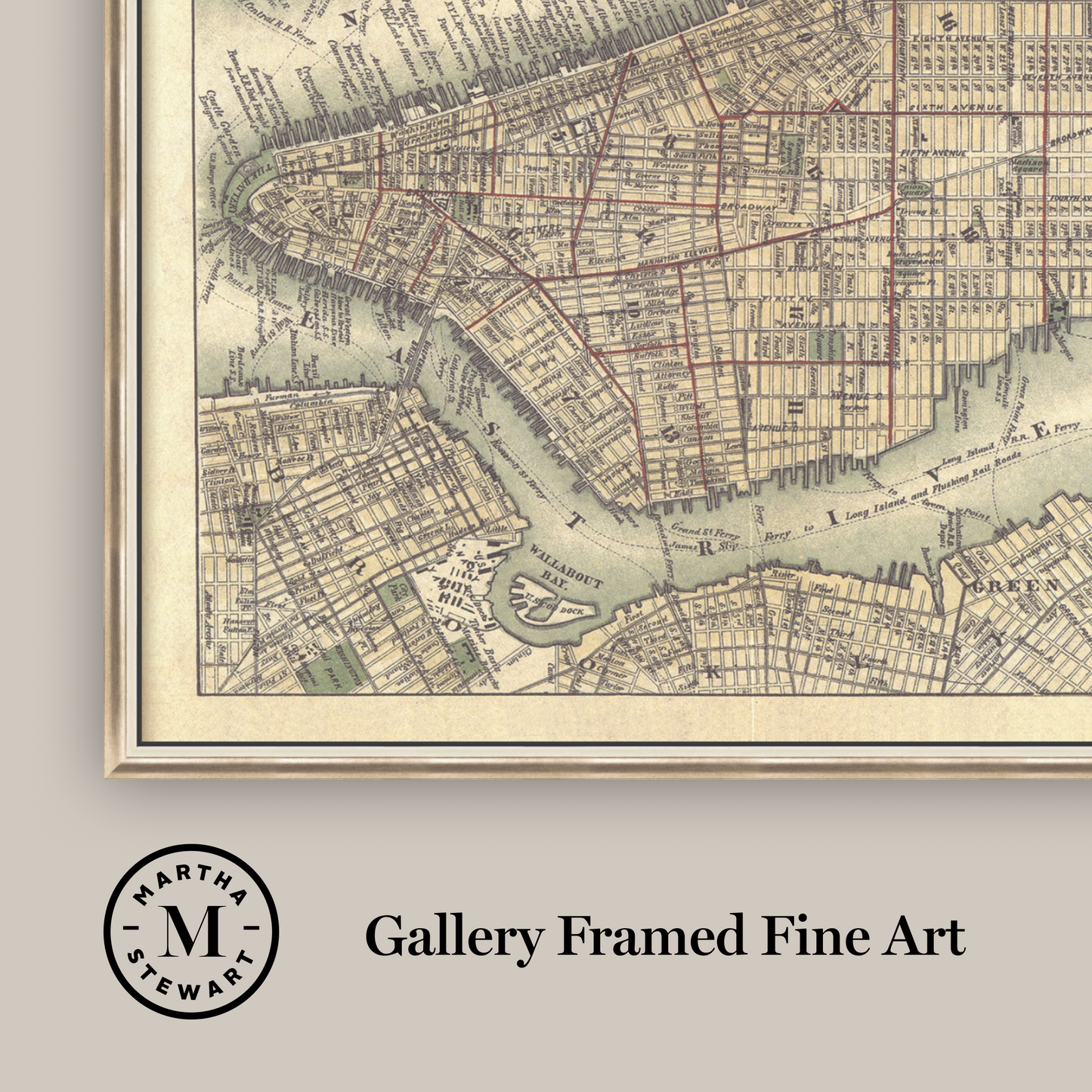 Martha Stewart Perry Street | Urban Map: Vintage Panorama | Framed Contemporary City Wall Art