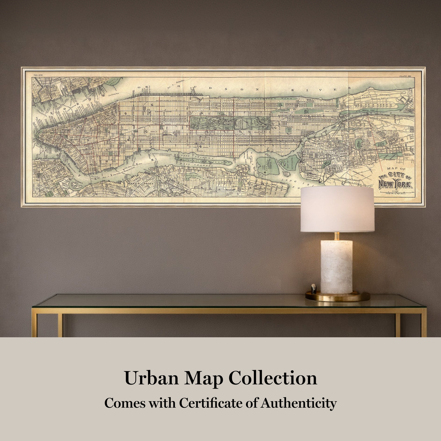 Martha Stewart Perry Street | Urban Map: Vintage Panorama | Framed Contemporary City Wall Art