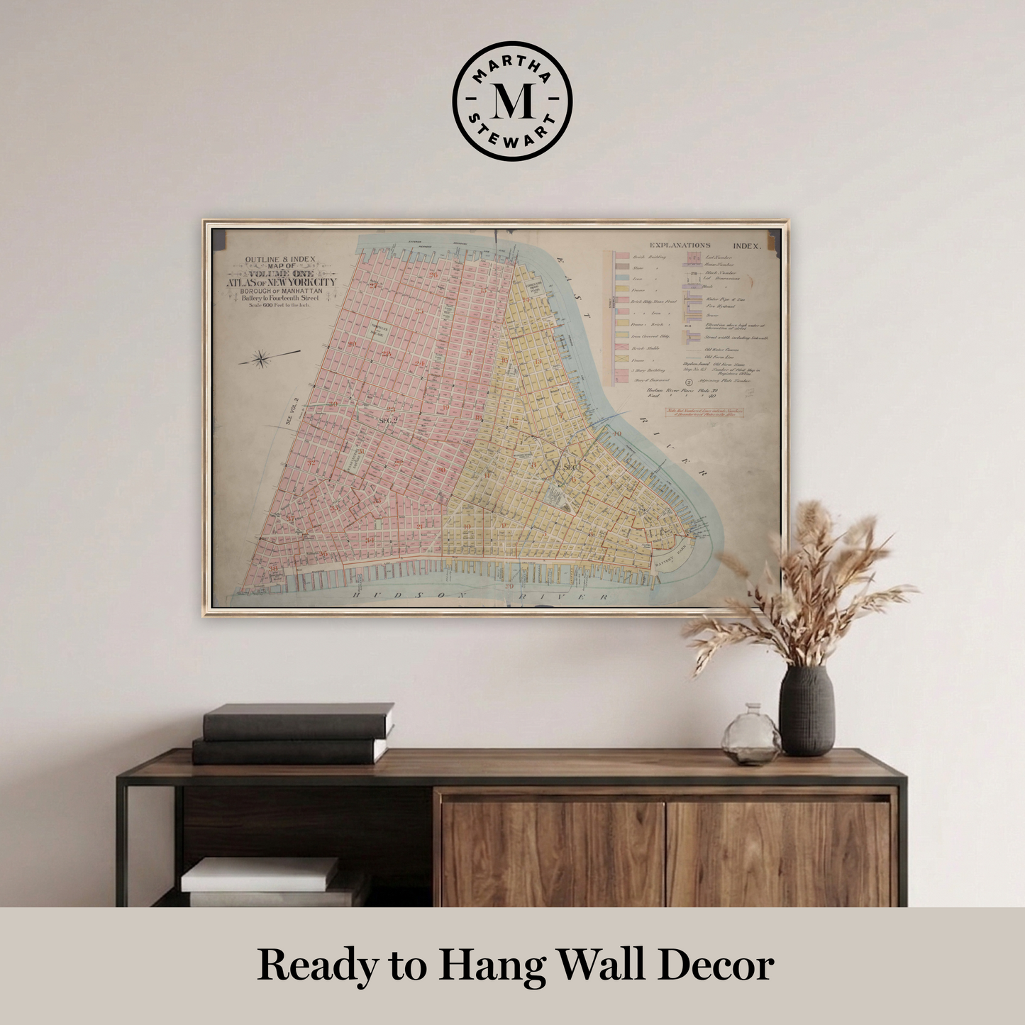 Martha Stewart Perry Street | Urban Map: District Grid Study | Framed Contemporary Map Art