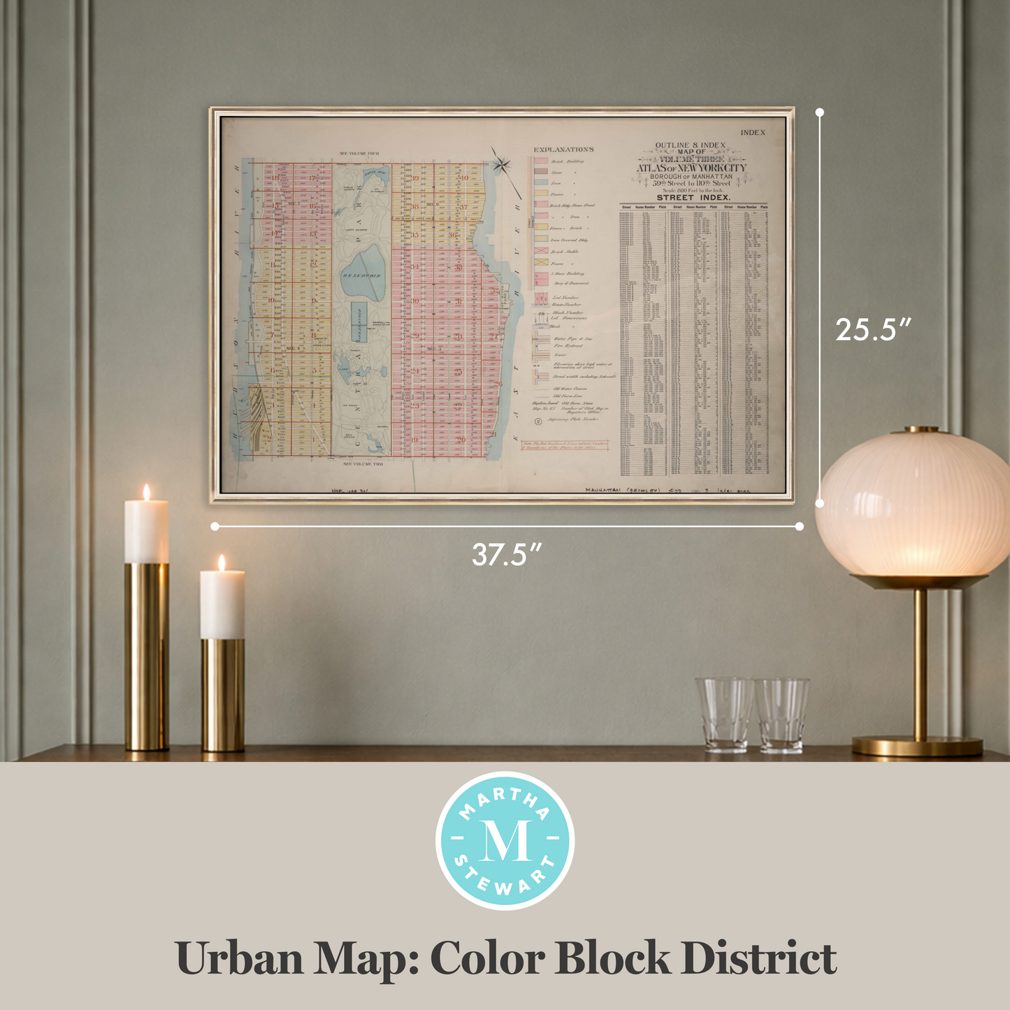 Martha Stewart Perry Street | Urban Map: Color Block District | Framed Modern Wall Art