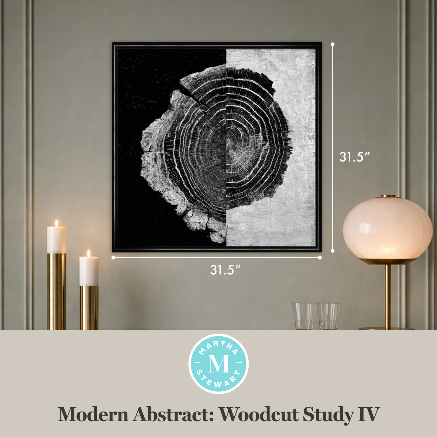 Martha Stewart Perry Street | Modern Abstract: Woodcut Study IV | Framed Contemporary Minimalist Art