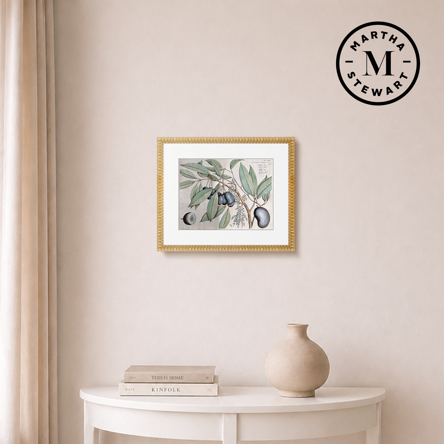 Martha Stewart Bedford | Orchard Botanical: Plum Branch | Framed Farmhouse Botanical Wall Art