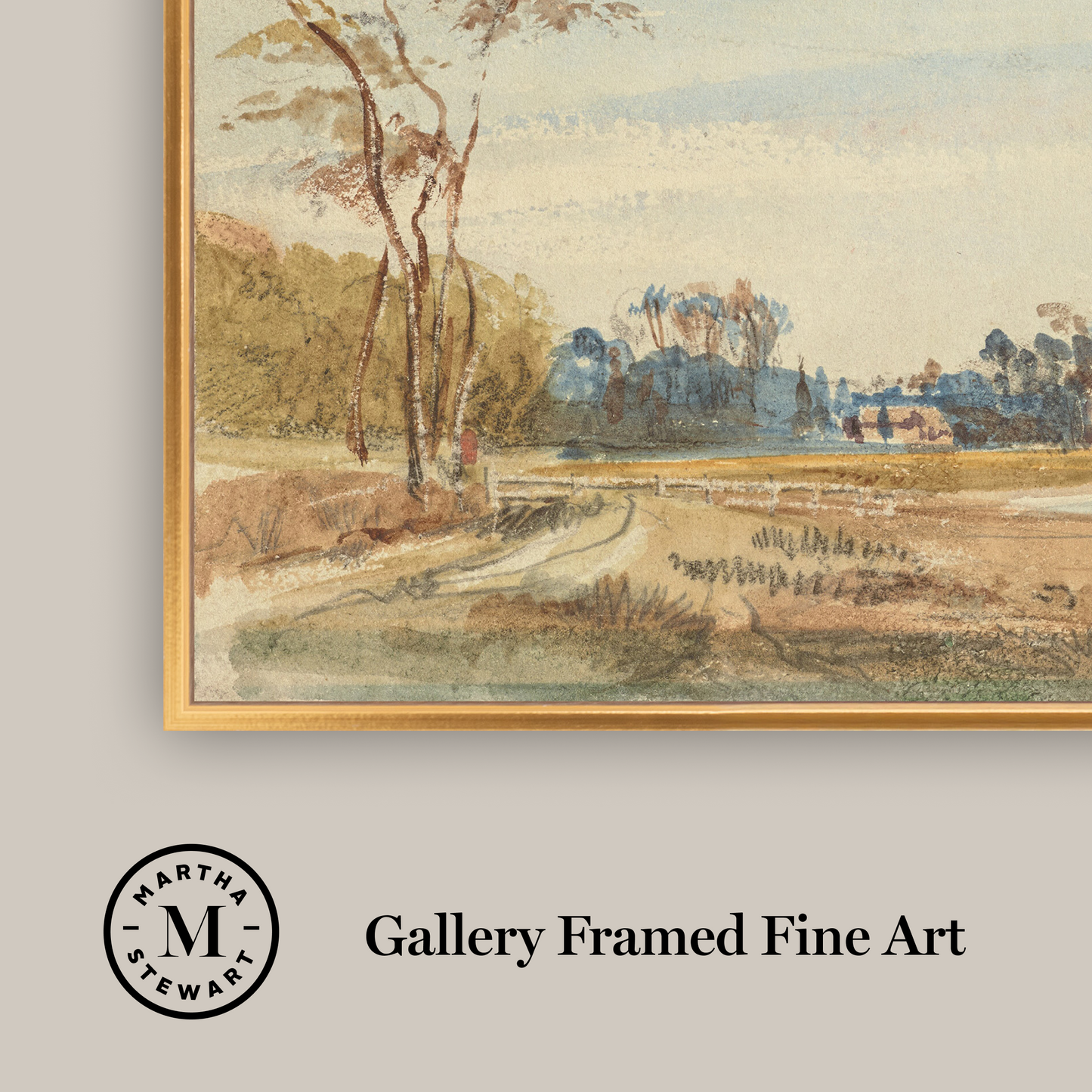 Martha Stewart Bedford | Pastoral Landscape: Open Field | Framed Country Farmhouse Wall Art