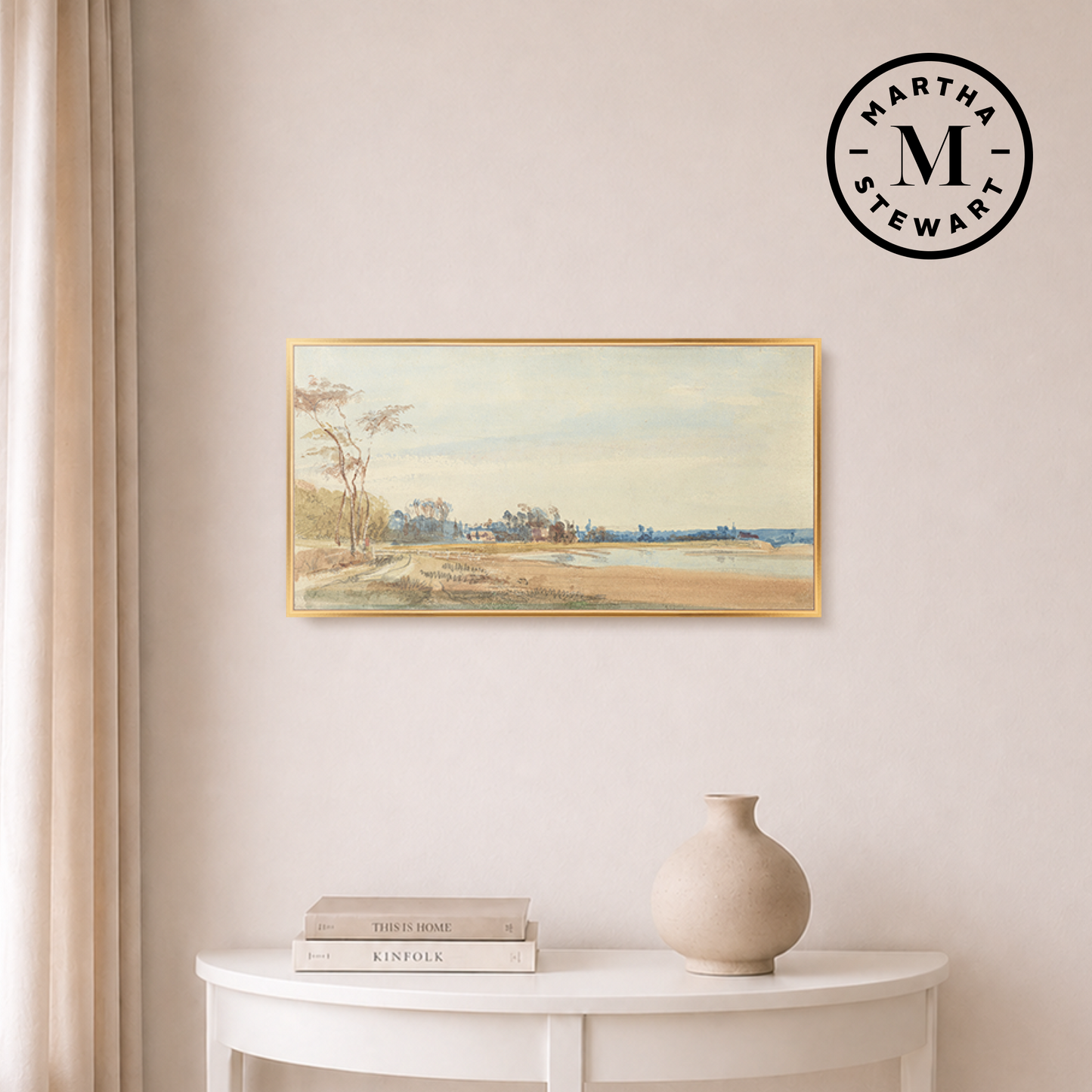 Martha Stewart Bedford | Pastoral Landscape: Open Field | Framed Country Farmhouse Wall Art