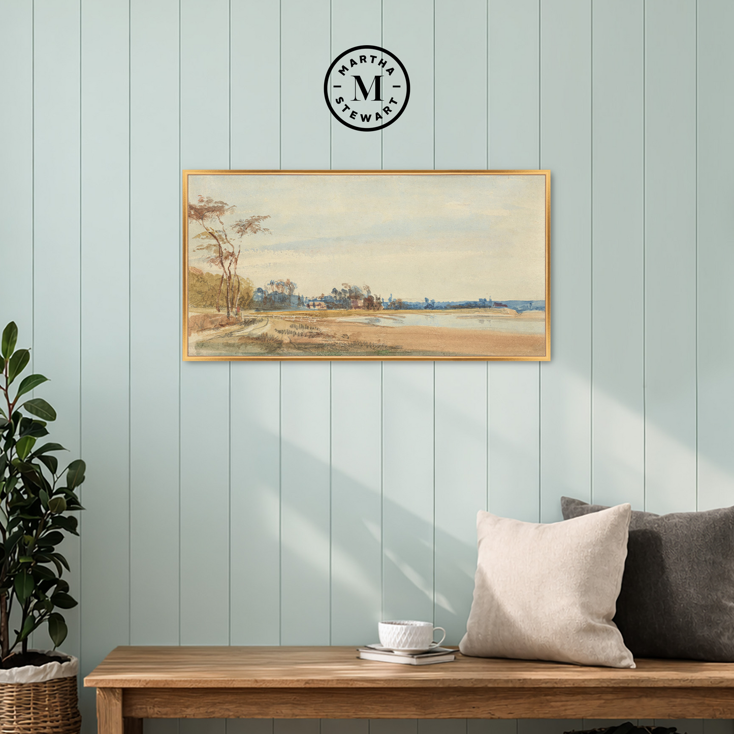 Martha Stewart Bedford | Pastoral Landscape: Open Field | Framed Country Farmhouse Wall Art