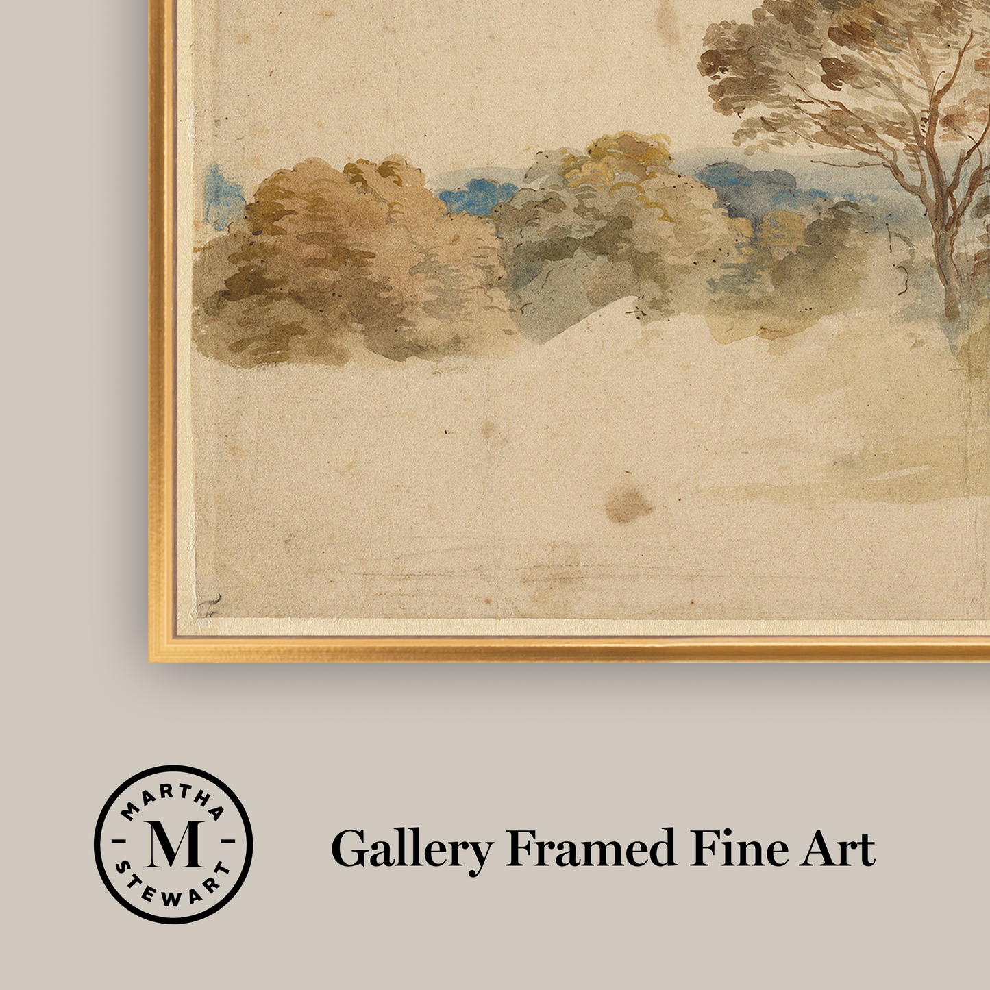 Martha Stewart Bedford | Pastoral Landscape: Tree Line | Framed Country Farmhouse Wall Art