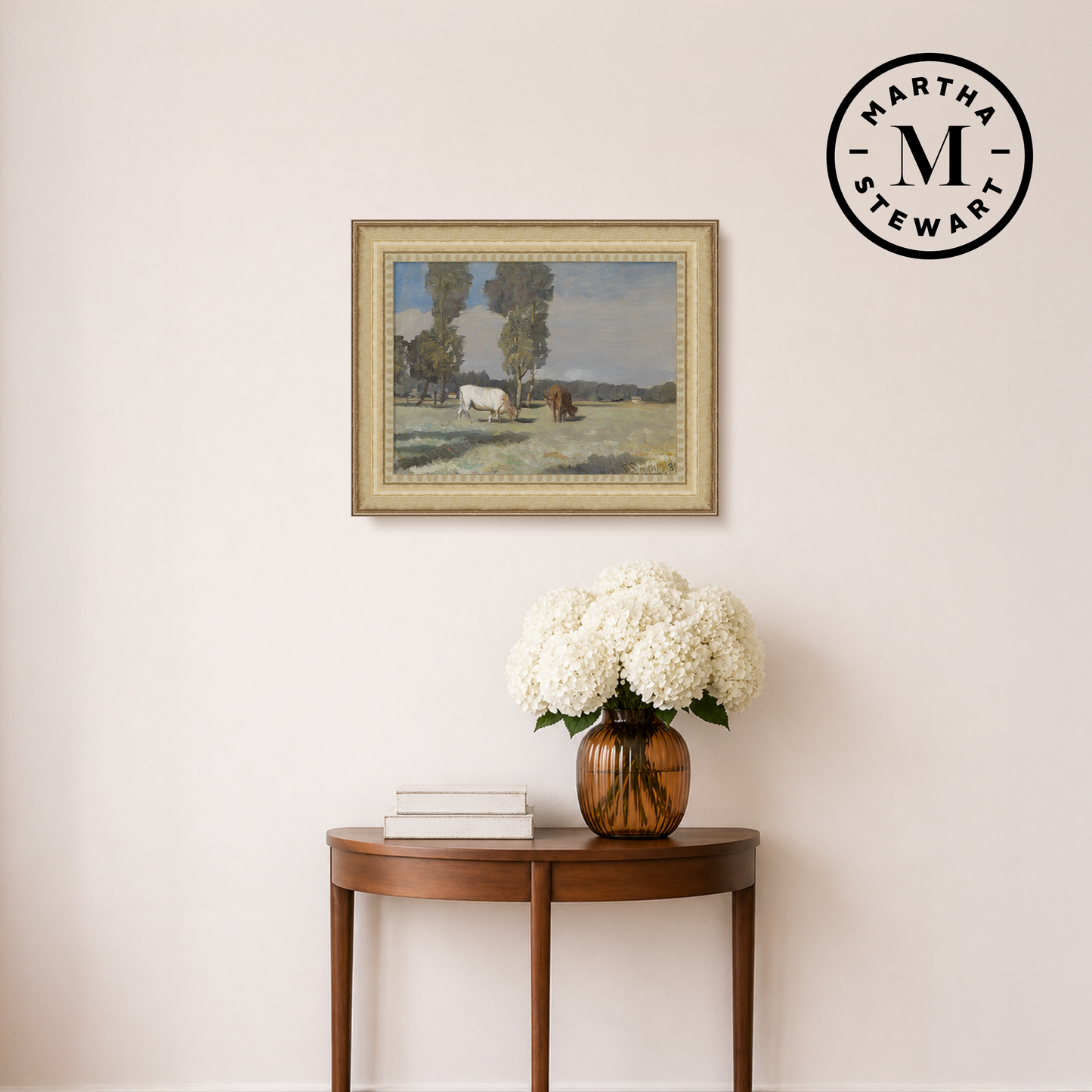 Martha Stewart Bedford | Pastoral Study: Grazing Cattle | Framed Country Farmhouse Wall Art