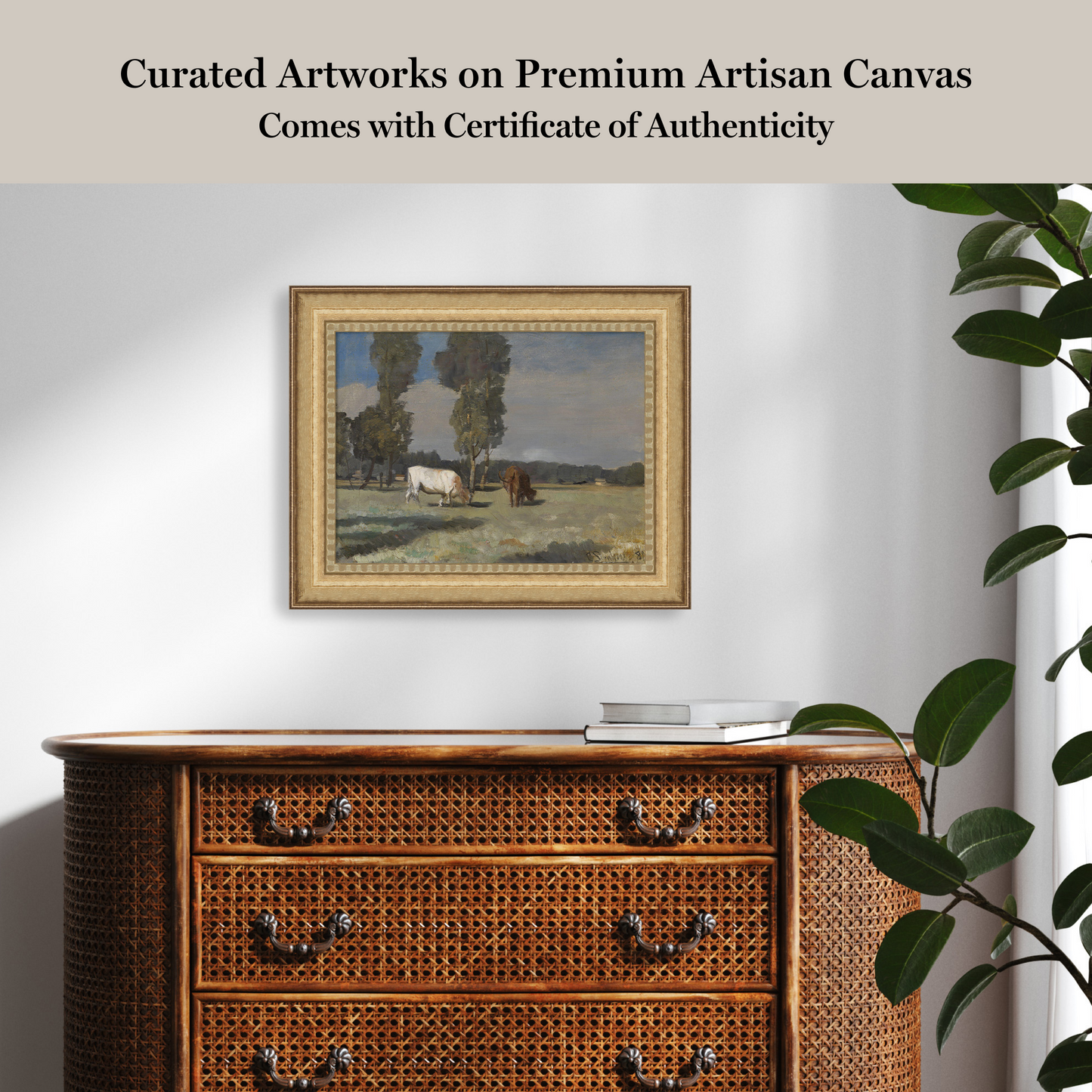 Martha Stewart Bedford | Pastoral Study: Grazing Cattle | Framed Country Farmhouse Wall Art
