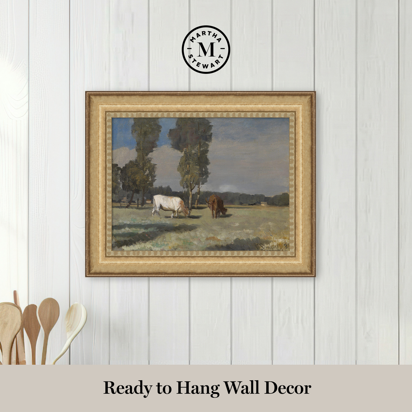 Martha Stewart Bedford | Pastoral Study: Grazing Cattle | Framed Country Farmhouse Wall Art