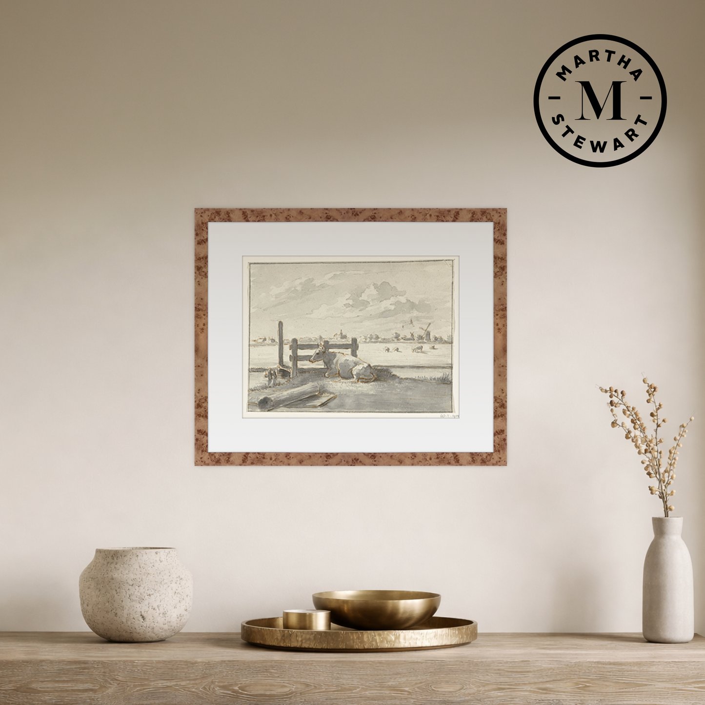 Martha Stewart Bedford | Winter Farm Scene | Framed Country Farmhouse Wall Art