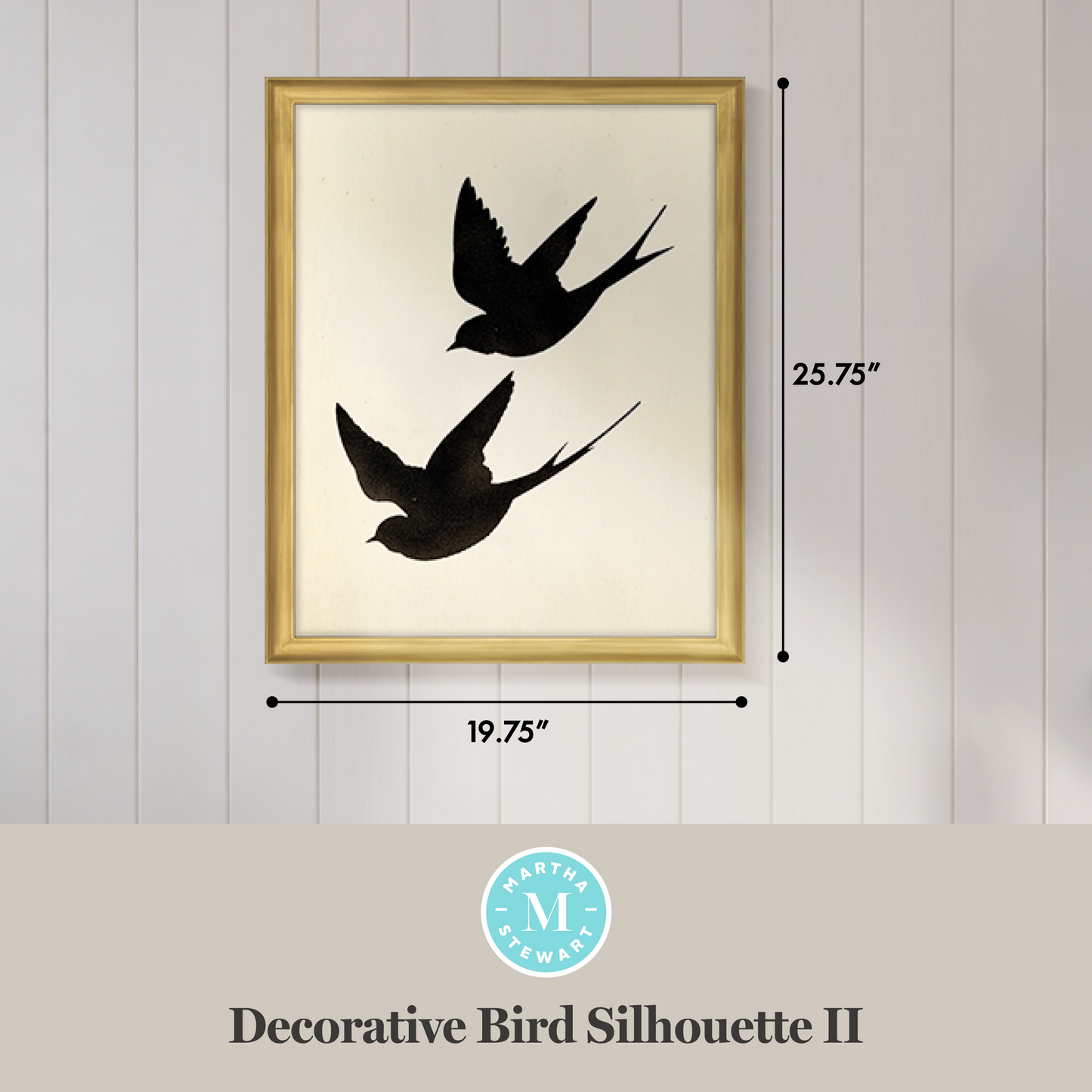 Martha Stewart Bedford | Decorative Bird Silhouette II | Framed Country Farmhouse Wall Art