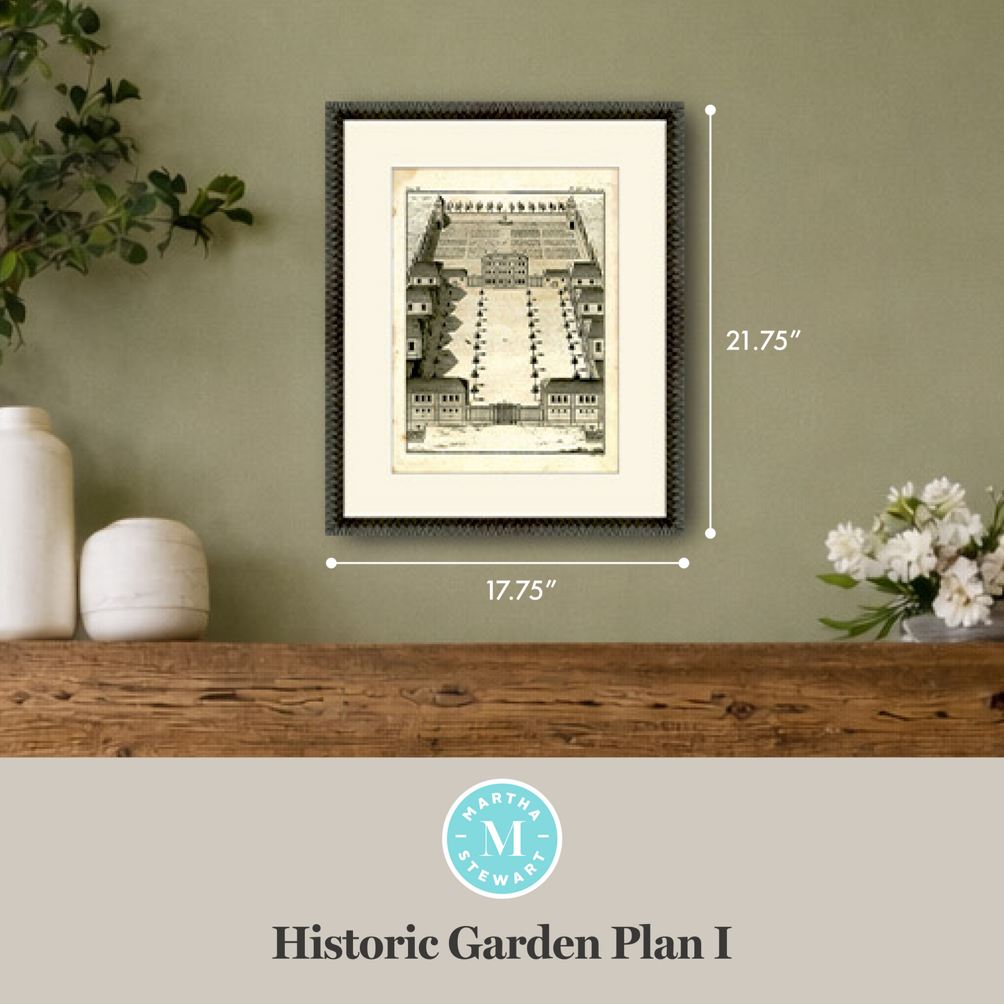 Martha Stewart Bedford | Historic Garden Plan I | Framed Country Farmhouse Wall Art