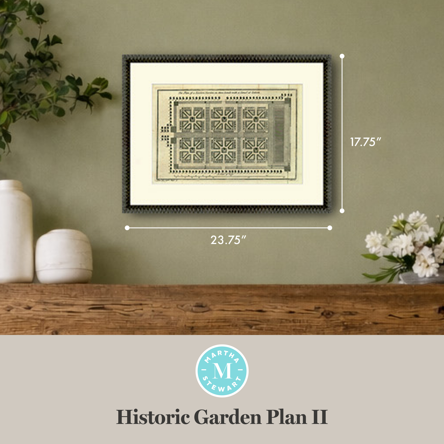 Martha Stewart Bedford | Historic Garden Plan II | Framed Country Farmhouse Wall Art