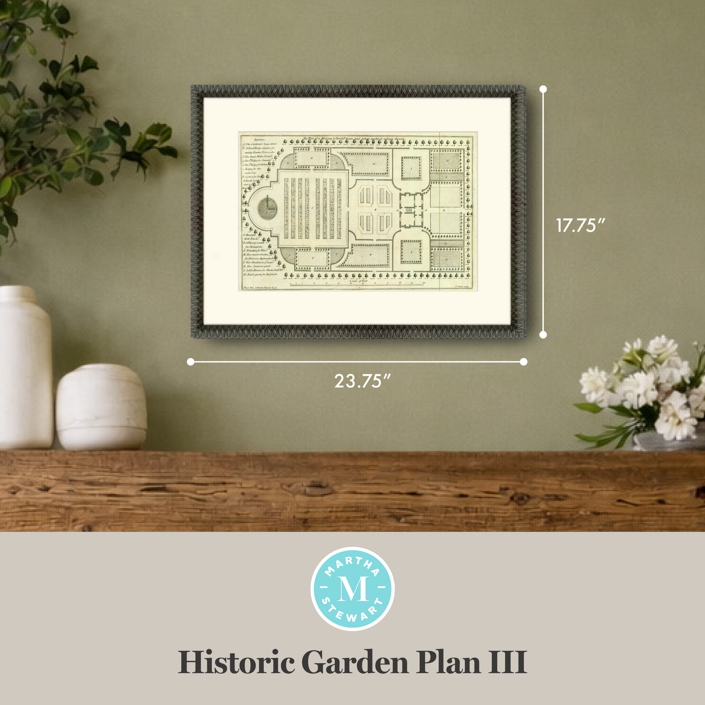 Martha Stewart Bedford | Historic Garden Plan III | Framed Country Farmhouse Wall Art