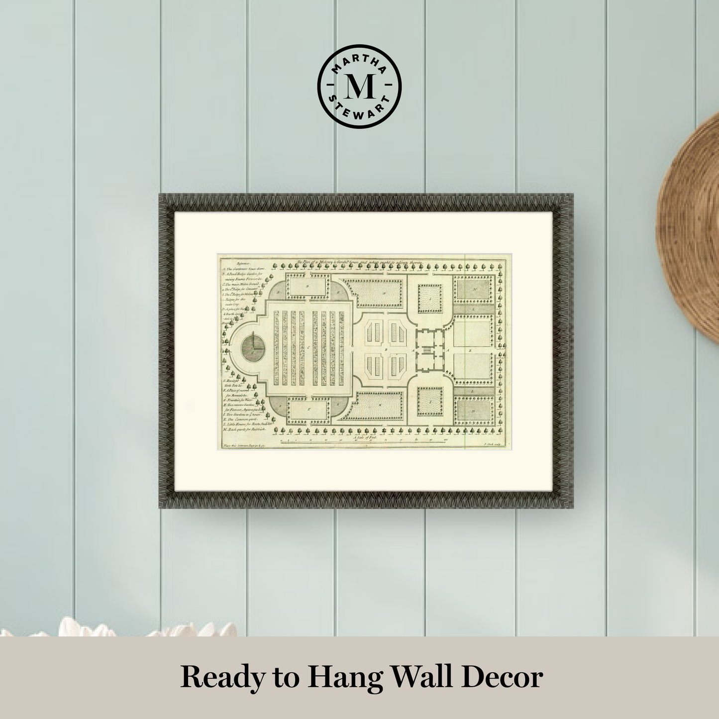 Martha Stewart Bedford | Historic Garden Plan III | Framed Country Farmhouse Wall Art