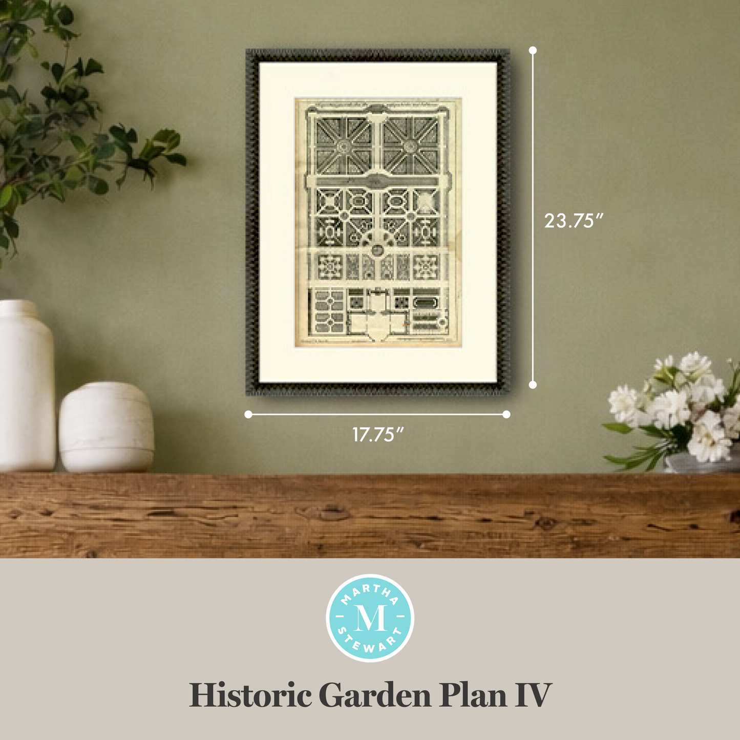 Martha Stewart Bedford | Historic Garden Plan IV | Framed Country Farmhouse Wall Art
