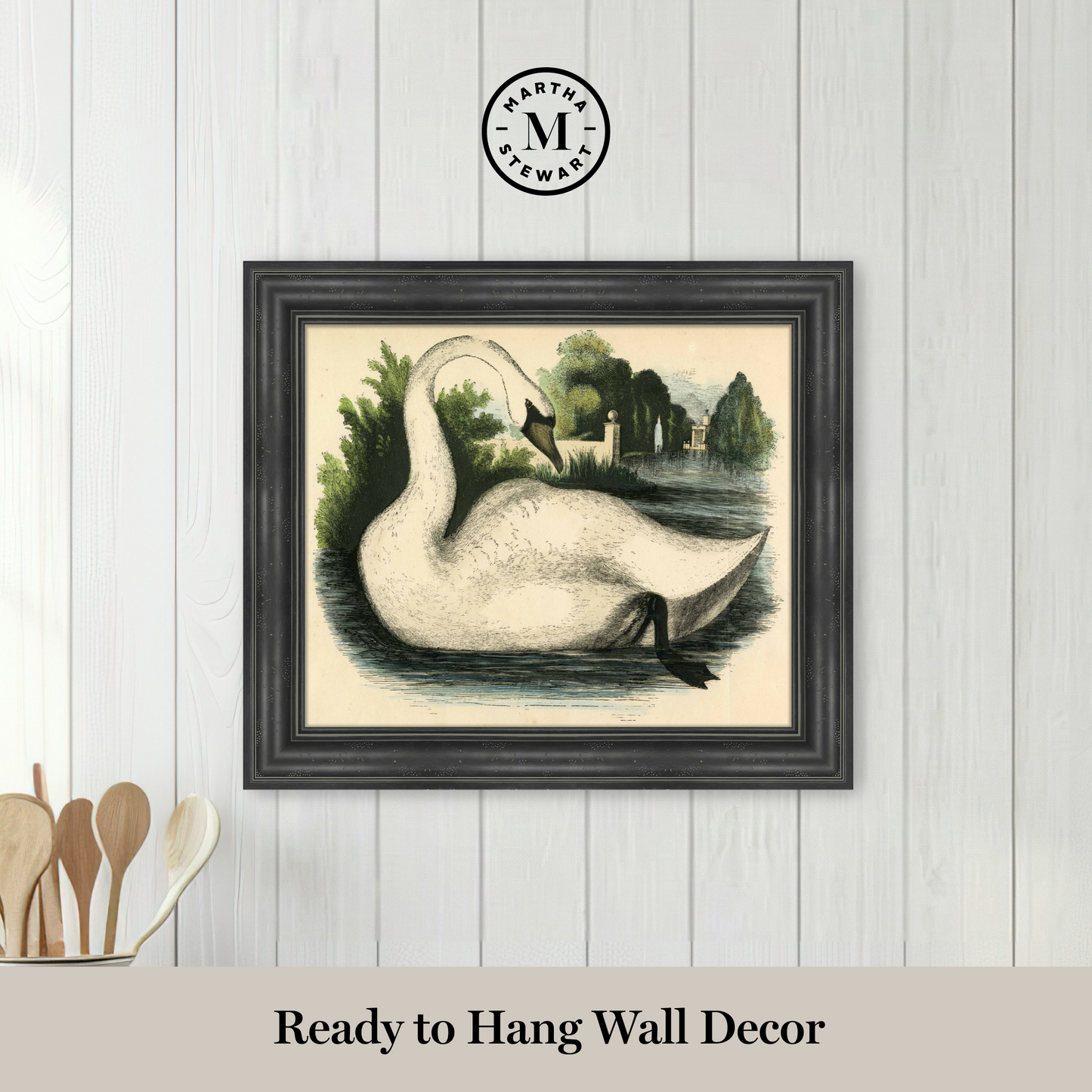 Martha Stewart Bedford | Pastoral Study: Swan by Water | Framed Country Farmhouse Wall Art