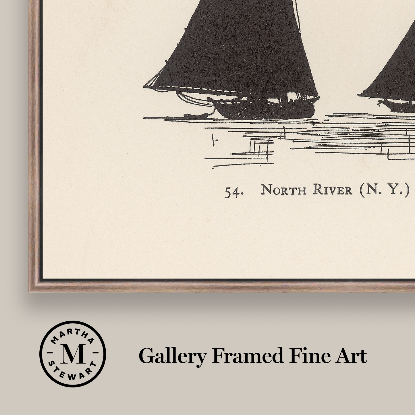 Martha Stewart Lily Pond | Nautical Study: Sailboats Pair | Framed Coastal Cottage Wall Art