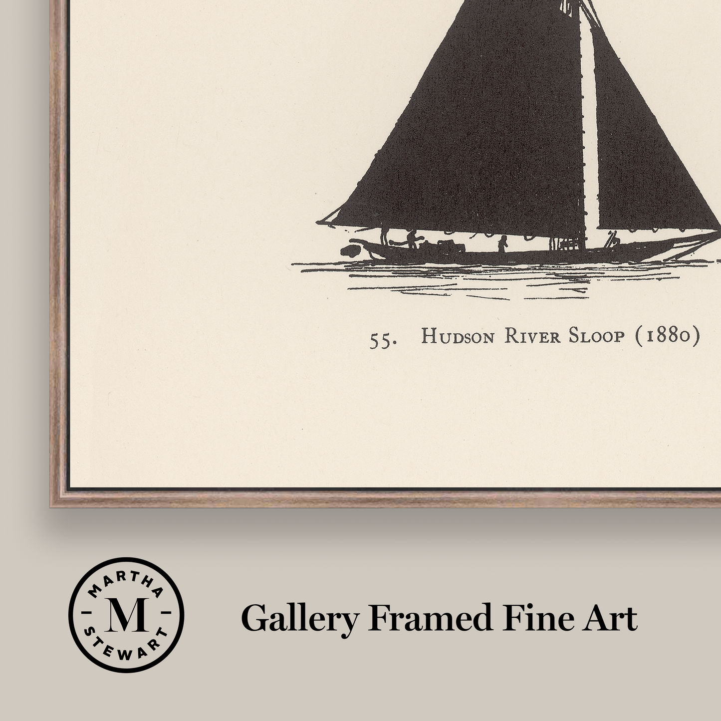 Martha Stewart Lily Pond | Nautical Study: Single Schooner | Framed Coastal Cottage Wall Art