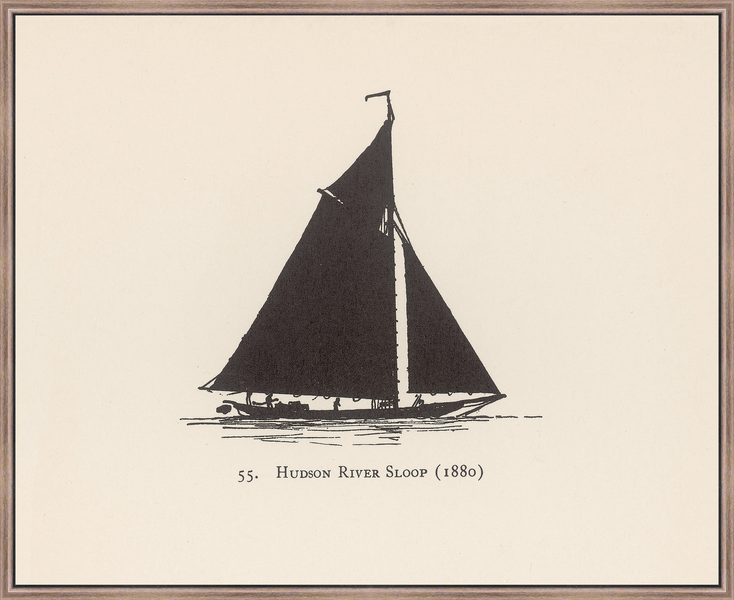 Martha Stewart Lily Pond | Nautical Study: Single Schooner | Framed Coastal Cottage Wall Art