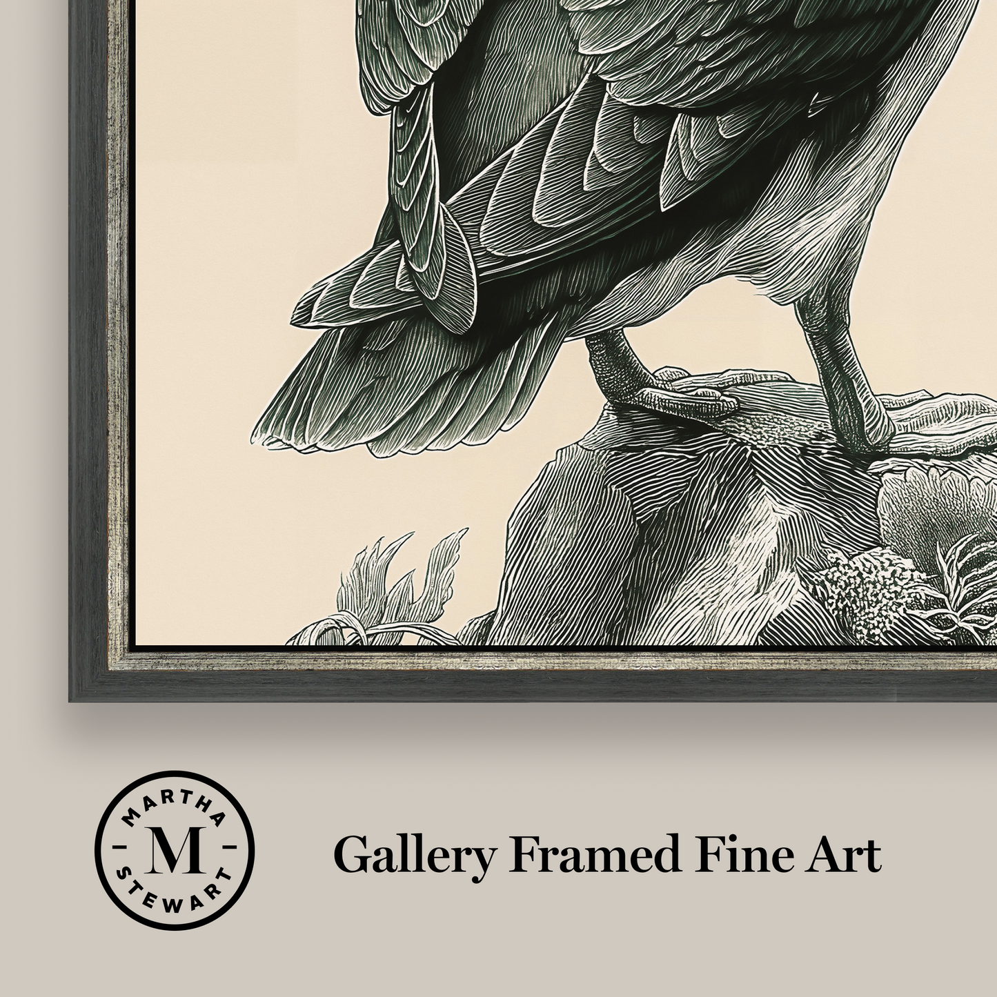 Martha Stewart Lily Pond | Coastal Bird Study: Puffin | Framed Coastal Cottage Wall Art