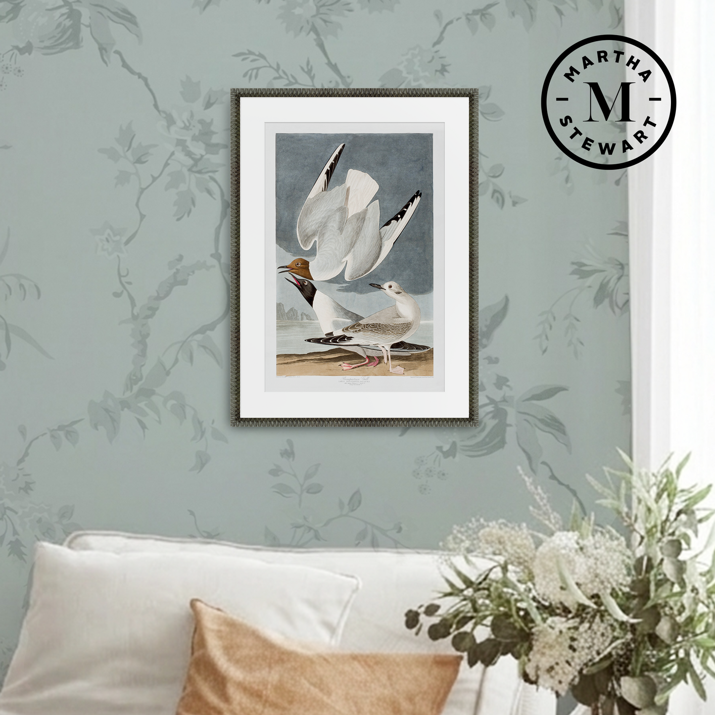 Martha Stewart Lily Pond | Coastal Bird Study: Gulls Pair | Framed Coastal Cottage Wall Art