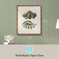 Martha Stewart Lily Pond | Shell Study: Open Clam | Framed Coastal Cottage Wall Art