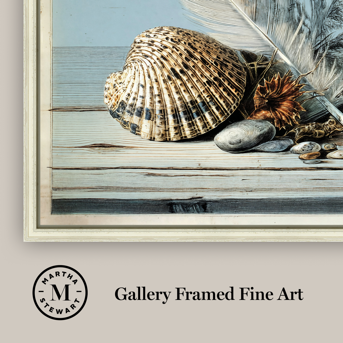 Martha Stewart Lily Pond | Seaside Still Life: Shells and Coral | Framed Coastal Cottage Wall Art