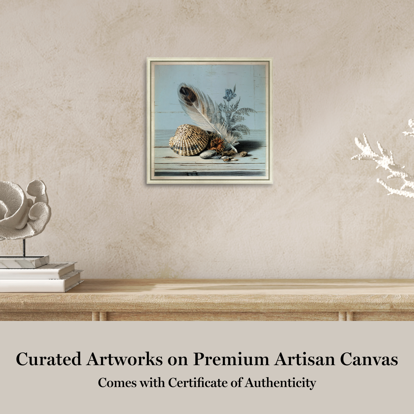 Martha Stewart Lily Pond | Seaside Still Life: Shells and Coral | Framed Coastal Cottage Wall Art