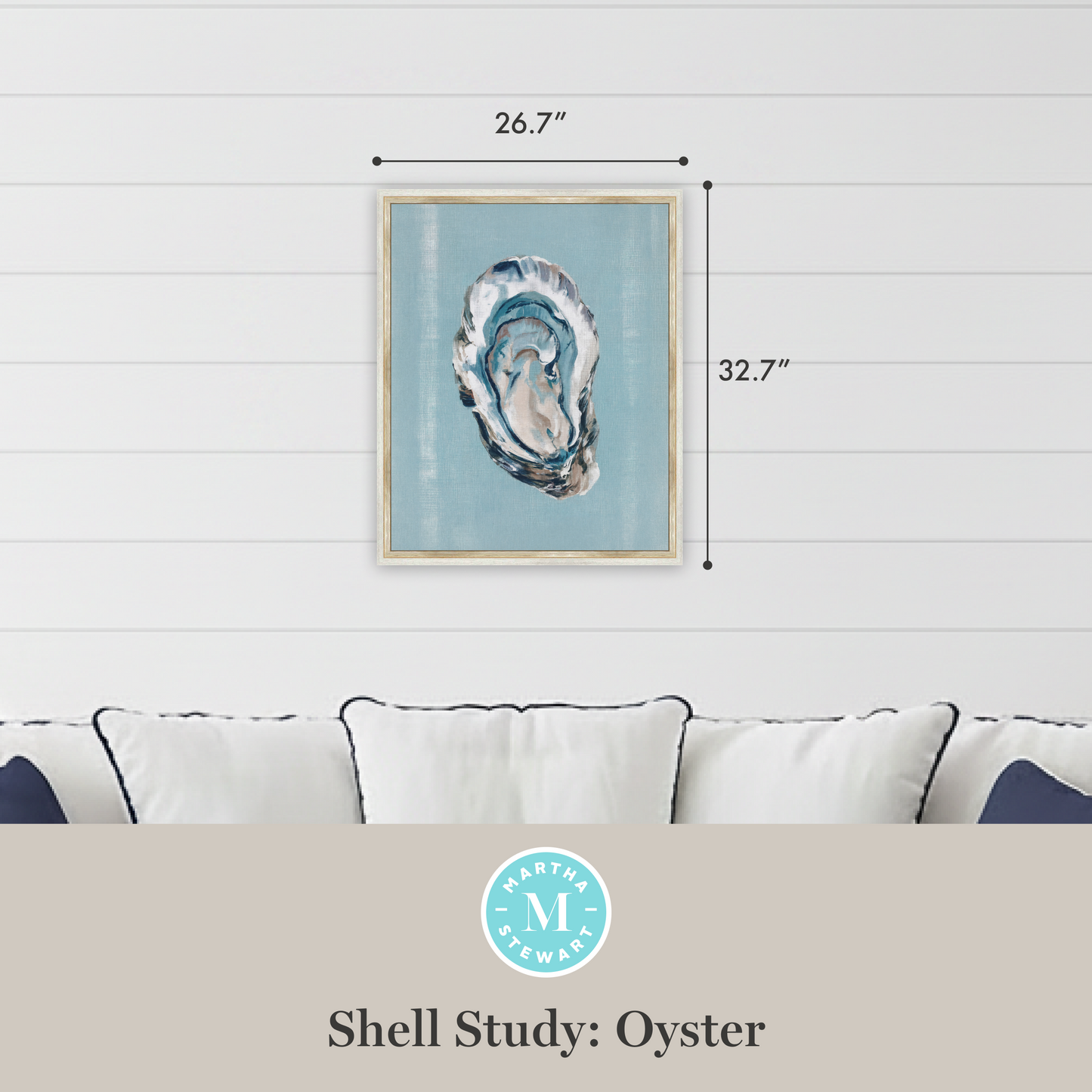 Martha Stewart Lily Pond | Shell Study: Oyster | Framed Coastal Cottage Wall Art