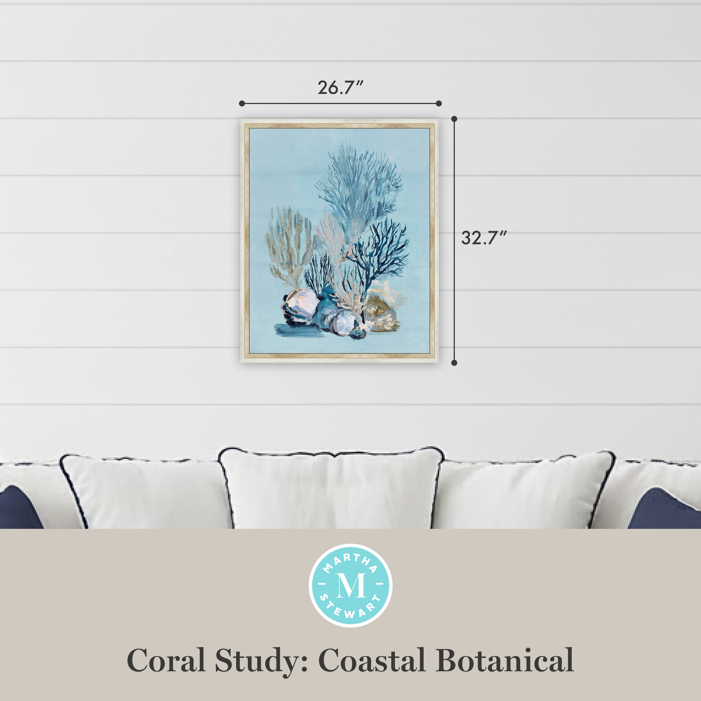 Martha Stewart Lily Pond | Coastal Botanical: Coral Study | Framed Coastal Cottage Wall Art
