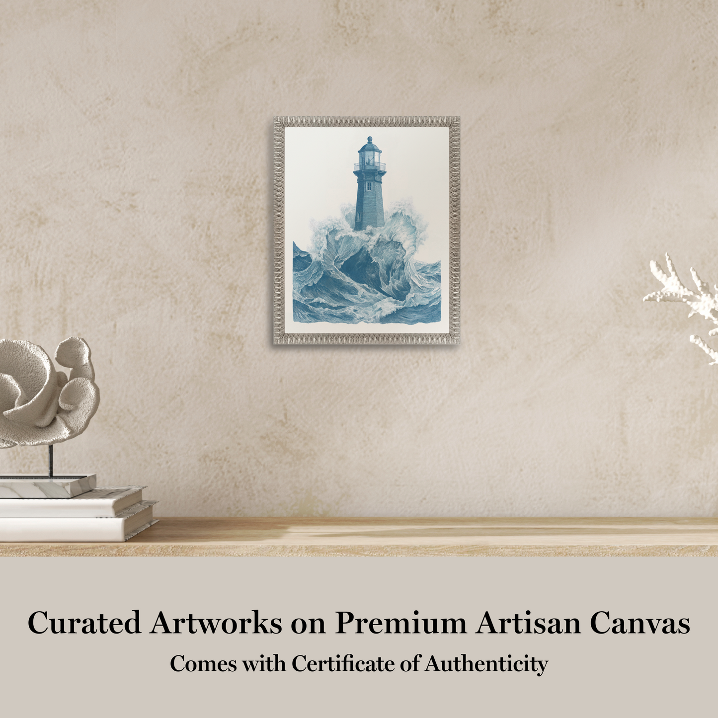 Martha Stewart Lily Pond | Seaside Landscape: Lighthouse | Framed Coastal Cottage Wall Art